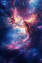 Fototapeta premium Space scene with stars in the galaxy. Panorama. The universe is filled with stars, nebulae and galaxies. high detail. 