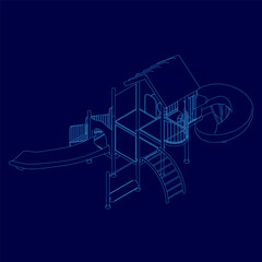 Outline playground outline. Isometric view. Vector illustration