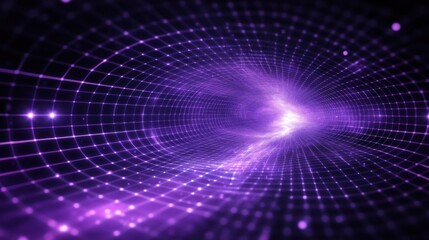 Obraz premium Abstract Purple Digital Tunnel: A Journey Through Cyberspace