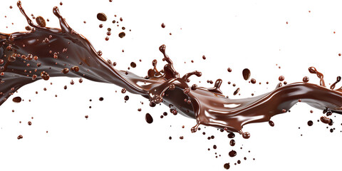 Chocolate splash isolated on transparent background, version 11
