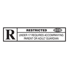 Black and white restricted content movie sign