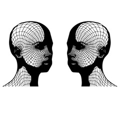 silhouette of a person in line art meridian Y2K style