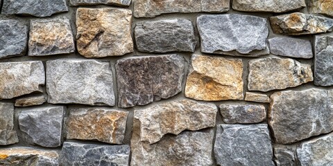 Obraz premium Close up view showcasing a detailed stone wall background, highlighting the textures and patterns that make this stone wall background unique and visually striking. Perfect for various design uses.