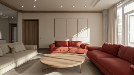 Modern Living Room Design with Warm Hues and Natural Light