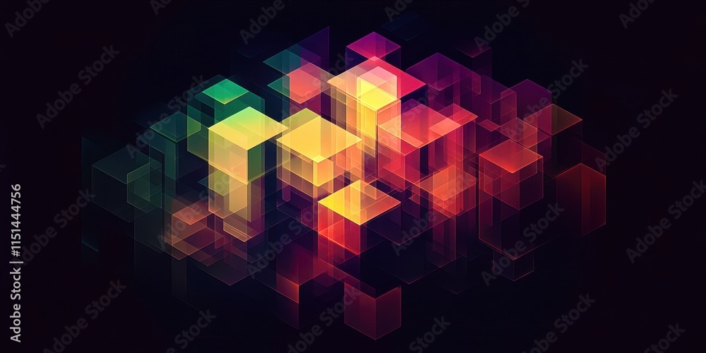 Poster Colorful image of squares and rectangles