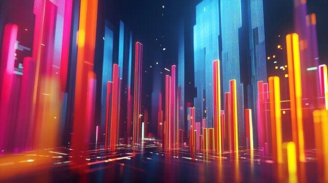 3d rendering of financial data document showcasing statistical analysis and marketing research with graphs, charts, and reports, highlighting development planning, management strategies, and accountin