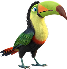 Fototapeta premium Adorable Keel-billed toucan cartoon clipart, perfect for tropical-themed illustrations and projects.