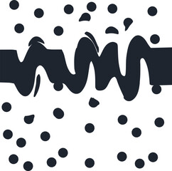 Art in the form of dots and distorted wavy stripes horizontally.