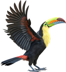 Fototapeta premium Adorable Keel-billed toucan cartoon clipart, perfect for tropical-themed illustrations and projects.