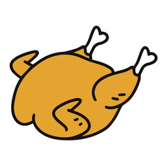 vector illustration of whole chicken ,a whole grilled chicken, chicken meat, isolated on white background