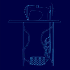 Fototapeta premium Sewing Machine Line contour, Outline Vector Symbol Illustration. Side view