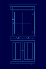 cabinet furniture wireframe isolated. Vector illustration