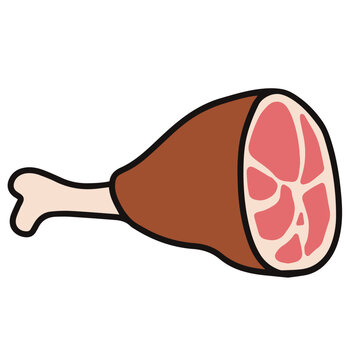recommend clip art: vector illustration of meat leg or pork leg, smoked ham meat leg, vector illustration of meat leg or pork leg, smoked ham meat leg, isolated on white background