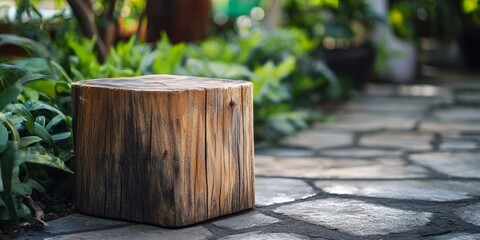 Naklejka premium Timber is a versatile material that can be cut and transformed into various items such as chairs or decorative pieces for gardens and coffee shops. Timber brings natural charm to any space.
