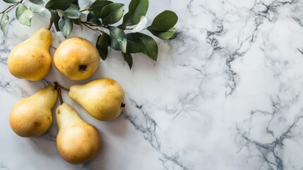 Fresh Pears on a Marble Surface: Delightful Still Life