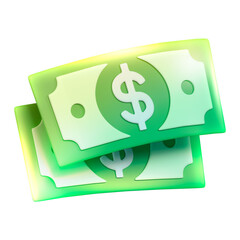 Money icon  png sticker, 3D neon glow, transparent background