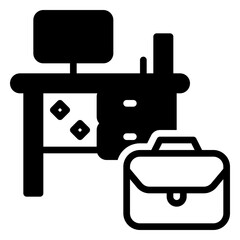 Desk icon, glyph icon style