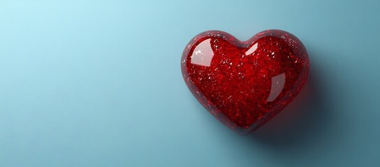 Fototapeta premium Red Heart on Blue Background, Valentine’s Day, Bold Love Contrast