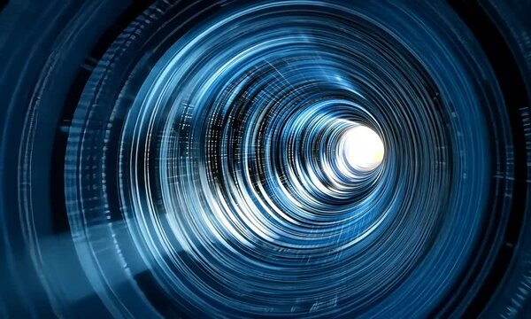 Futuristic Digital Tunnel with Blue Light Effects