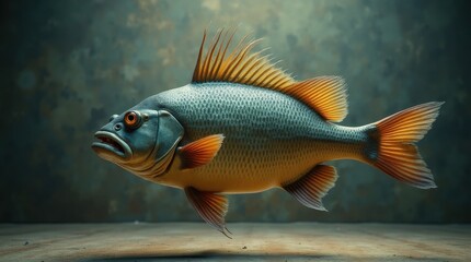 Fototapeta premium Fish with Wake-up Standing Against an Abstract Background