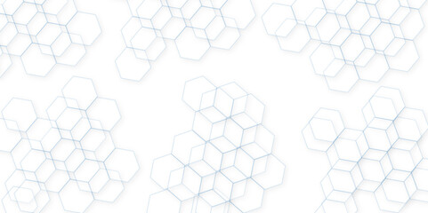 Abstract white hexagon concept background. Seamless pattern with hexagon. Hexagonal white hexagons honeycomb wallpaper. Abstract white lines background.	