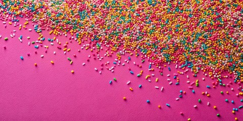 Naklejka premium Colorful Sprinkles on Pink Surface A Festive Background for Baking and Celebrations