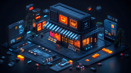 A vibrant online retail interface showcasing seamless multichannel integration for apps and websites