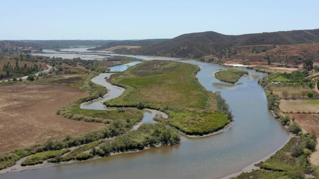 Aerial View Of The Odelouca River In The Region of Algarve, Portugal.