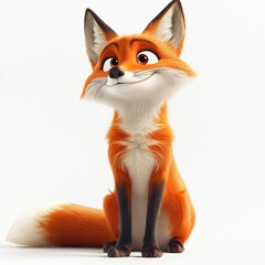 Obraz premium a cartoon fox sitting on a white background