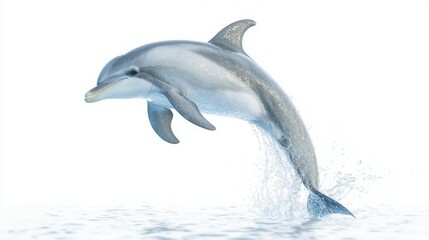 Fototapeta premium Dolphin Leaping Gracefully Out of Water in Clear White Background