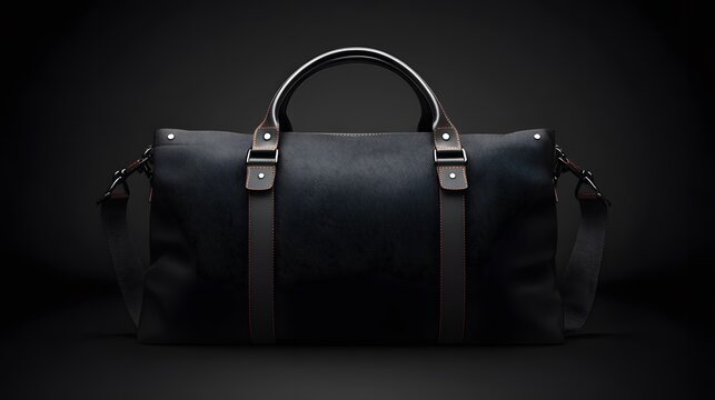 A flat design of a black bag lying on a dark black canvas, perfect for creating sleek sale ads