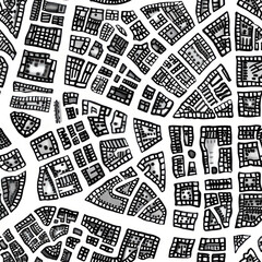 Fototapeta premium aerial view map outline abstract seamless pattern doodle line cute black and white box