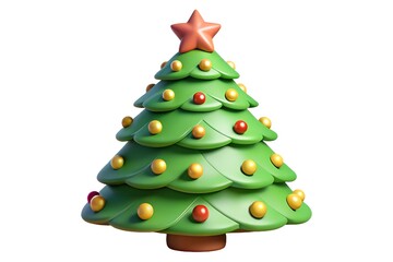 3D vector illustration of various Christmas-themed elements including Christmas trees