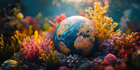 Vibrant Earth Surrounded by Jungle Plants