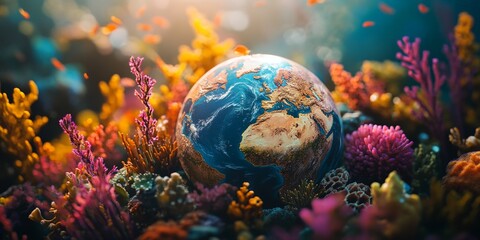 Vibrant Earth Surrounded by Jungle Plants