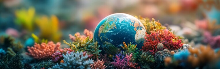 Vibrant Earth Surrounded by Jungle Plants