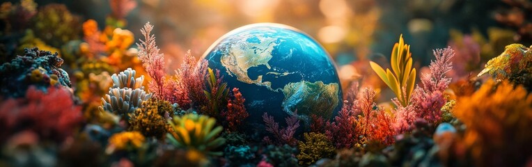 Vibrant Earth Surrounded by Jungle Plants