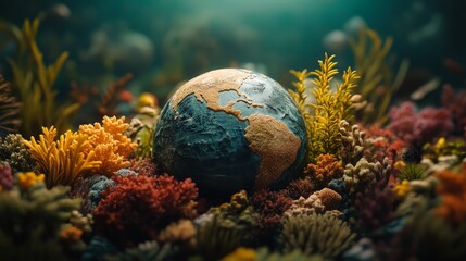 Vibrant Earth Surrounded by Jungle Plants