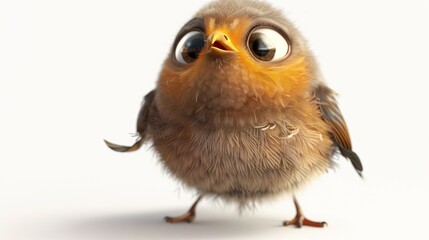 Fototapeta premium A bird tilting its head to the side with a puzzled expression, isolated on white.