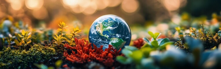 Vibrant Earth Surrounded by Jungle Plants