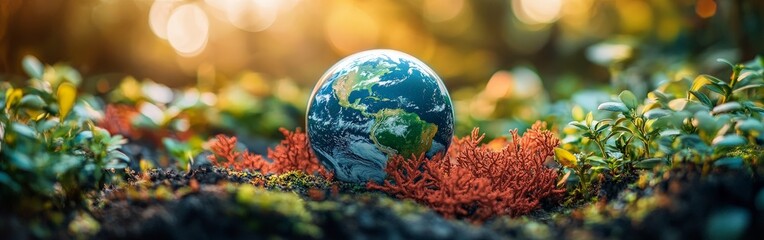 Vibrant Earth Surrounded by Jungle Plants