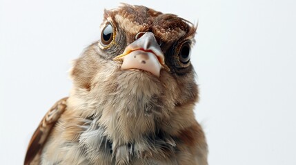 Fototapeta premium A bird tilting its head to the side with a puzzled expression, isolated on white.
