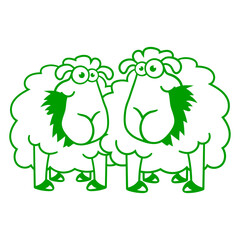 Two Sheep Eating Grass 2 Friends Team Hungry Crew Design Lover Art Vector Illustration Card T-Shirt Poster Sticker Graphic Print Decorative Drawing Isolated Logo Decoration Symbol Creative Cool Style
