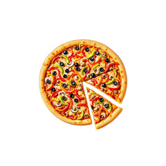 Delicious Veggie Pizza, Ready to Serve isolated on transparent background