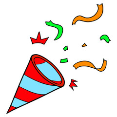 party popper illustration hand drawn isolated vector