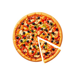 Delicious Veggie Pizza, Ready to Serve isolated on transparent background