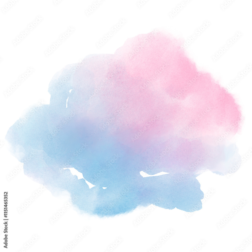 Poster Aesthetic cloud png sticker, watercolor design in transparent background