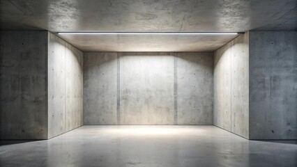Obraz premium Illuminated Concrete Room Minimalist Interior Design with Subtle Lighting
