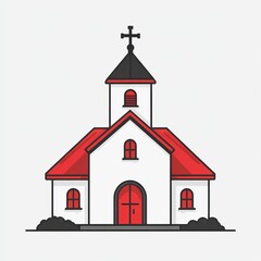 Simple illustration of a red-roofed church.