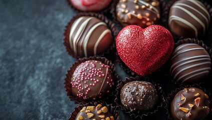
 A Group of Chocolates with a Heart for a Sweet Valentine’s Gift  Happy Valentine Day

